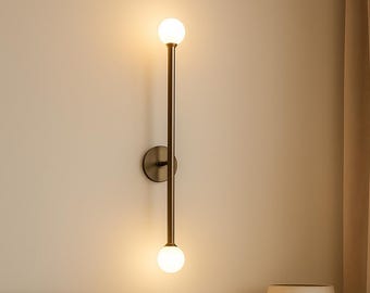 Handmade Brass 2-Light Wall Sconce | Mid-Century Bedside Lamp