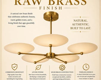 Mid Century Modern Brass Sputnik Chandelier, 5 Arm Ceiling Light, Modern Dining Room Chandelier, Brass Pendant Light, Luxury Ceiling Fixture