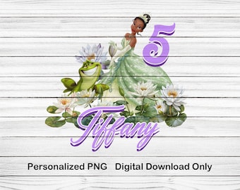 カスタム名 Tiana-PNG ファイル-Princess-and-the-Frog-Birthday-png、-Tiana-Clipart-Digital、-Princess-Birthday-shirt-cake-topper Tiana-Birthday-Age