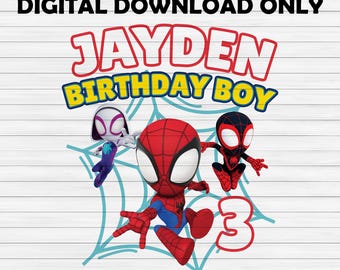 編集可能なスパイディPNG、スパイディと彼の素晴らしい仲間たちの誕生日PNG、スパイディクリップアート、スパイディ誕生日ボーイシャツ、ケーキトッパー、スパイディ誕生日