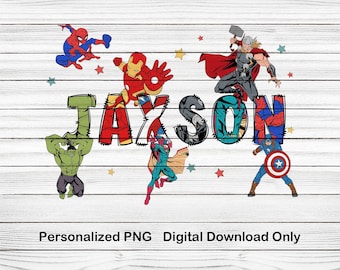 カスタム名ヒーローPNGファイル、カスタム名ヒーローデジタルダウンロードカスタムヒーローPNGファイルヒーローパーソナライズド名