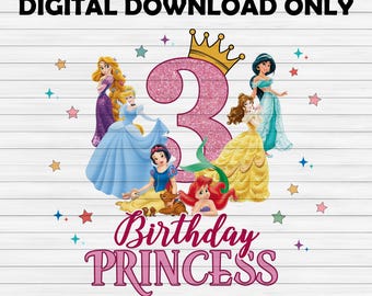 4歳の誕生日プリンセスPNG、ディズニー風デザイン（デジタルファイル）