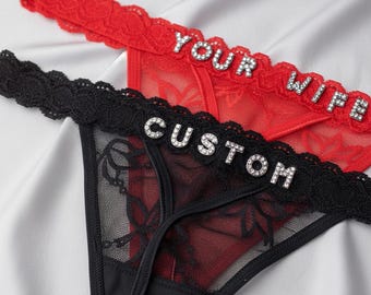 Tanga con nombre personalizado – Ropa interior personalizada para ella, regalo de lencería personalizada