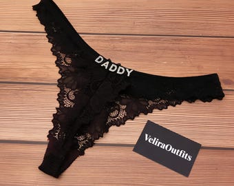 Tanga personalizada para luna de miel, ropa interior de encaje con texto personalizado, regalo nupcial para ella, sorpresa
