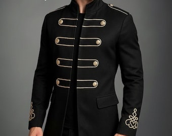 Men's Black Military Tailcoat Jacket | Steampunk Gothic Cosplay