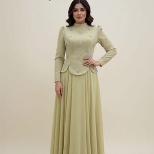 Sage Green Muslim Evening Dress - Etsy Sage Green Muslim Evening Dress - Etsy