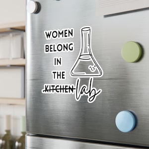 Women Belong in the Lab Decal - Water, Scratch, and UV Resistant Vinyl Sticker 画像 1