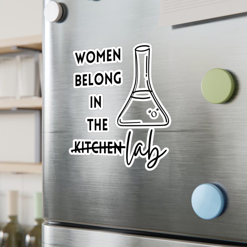 Women Belong in the Lab Decal - Water, Scratch, and UV Resistant Vinyl Sticker 画像 1
