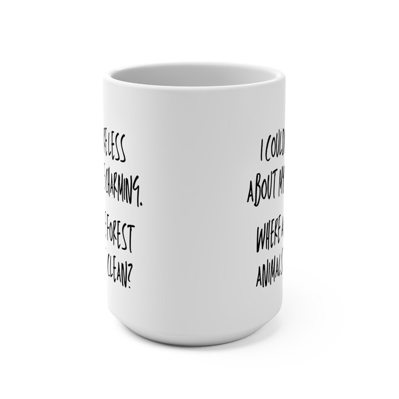 Quirky Humor: 15 oz 'Forest Animals Clean' Mugs on Etsy - Unique Drinkware for Fairy Tale Enthusiasts! | Gift for Independent Women image 3