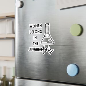 Women Belong in the Lab Decal - Water, Scratch, and UV Resistant Vinyl Sticker 画像 4