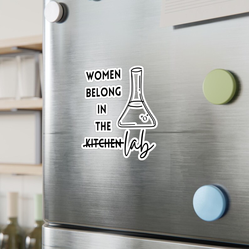 Women Belong in the Lab Decal - Water, Scratch, and UV Resistant Vinyl Sticker 画像 4