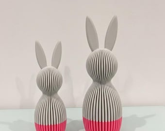 Lapins de Pâques bicolores | Aspect côtelé | Impression 3D durable | PLA recyclé | Pâques moderne (v2 2f)
