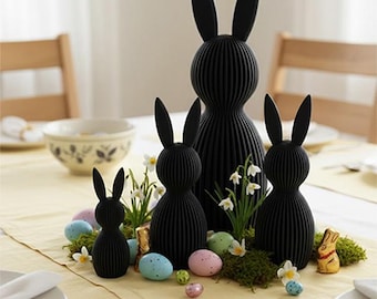 Ribbed bunny decorations | Recycled PLA | Modern Easter | Sustainable | 3D printed Easter bunnies | Eco-friendly Easter decorations (v2)