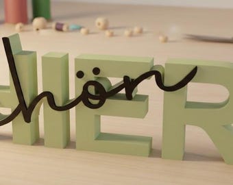 3D lettering "beautiful HERE" – Modern decoration, various colors, gift idea