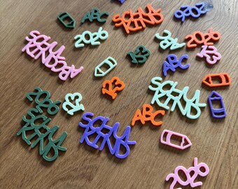 Scatter decorations for the first day of school 2026, table decoration for schoolchildren | ABC 123 pencil decorations for the start of school, boys and girls, 3D printed first-grader decorations