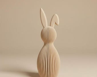 Ribbed bunny decorations | Recycled PLA | Modern Easter | Sustainable | 3D printed Easter bunnies | Eco-friendly Easter decorations (v3)