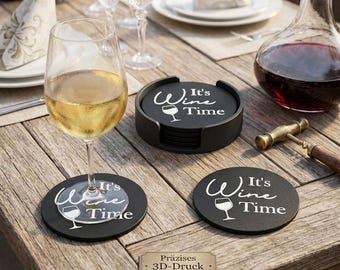 Personalized Coaster Set with Box (4-10 pieces) | Coasters with company logo, slogan or custom design | Custom 3D printed coaster gift