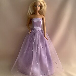 Barbie Doll Blue Ball Gown Prom Ballroom Dancing Clothes includes hat and shoes Blue Sequins Lace Dress *NEW*
