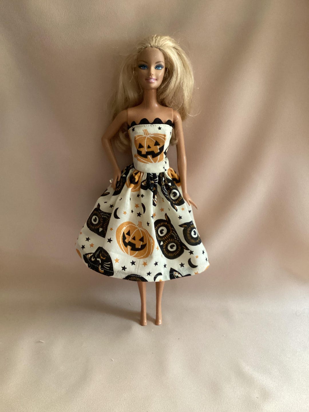 Handmade Fashion Doll Clothes-halloween Cotton Print With Jack-o ...