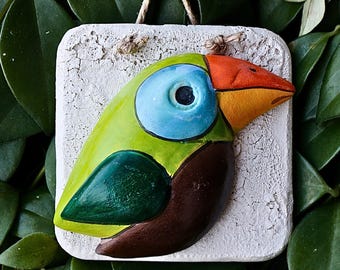 Handmade 3D Ceramic Bird Wall Art – Minimalist Nature Wall Decoration for Modern Home