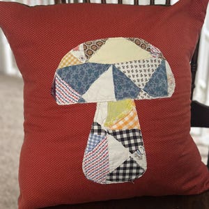 Funda de almohada con diseño de setas de 18x18 pulgadas, patchwork de patchwork estilo vintage / decoración otoñal estilo cottagecore / cojín decorativo rústico de granja / decoración otoñal rústica