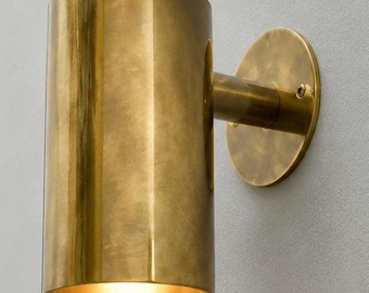 Handgemaakte messing cilinder wandkandelaar, moderne minimalistische bedlamp, Scandinavische verlichtingsarmatuur