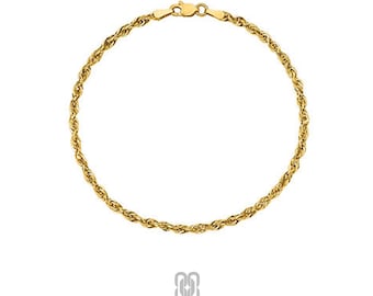 14K Gold Rope Chain Anklet, 2mm 3mm 4mm Twisted Rope Gold Chain, Dainty Rope Anklet, Unisex Ankle Bracelet, Gift for Her & Him
