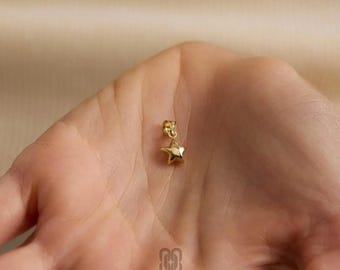 14K Gold Star Necklace, Dainty Gold Star Pendant, Minimalist Chain Necklace, Celestial Jewelry, Stackable Everyday Necklace, Gift for Her