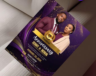 Pastoral Anniversary Flyer Template | Pastor Appreciation Church Flyer | Purple Gold Pastoral Celebration | Editable Canva Invitation