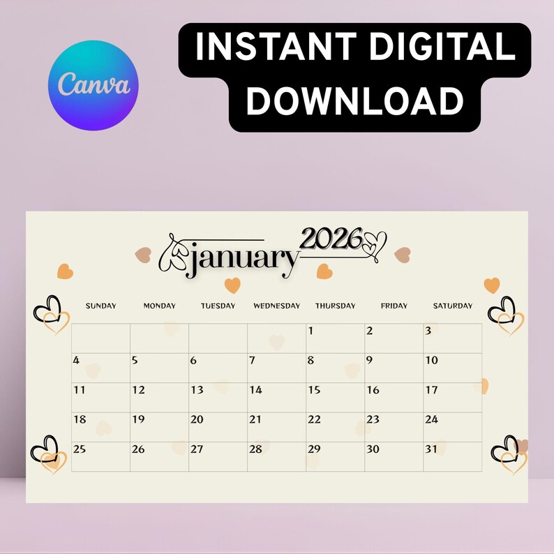 January 2026 Printable Calender | Cute Minimal Monthly Planner ...
