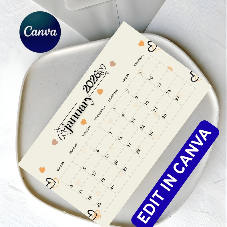 January 2026 Printable Calender | Cute Minimal Monthly Planner ...