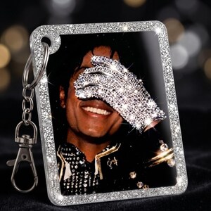 Michael Jackson Keychain, King Of Pop Bag Charm, Vinyl Record Acrylic Keychain, Gift For Fan, Pop Music Keyring, Bad World Tour 1987