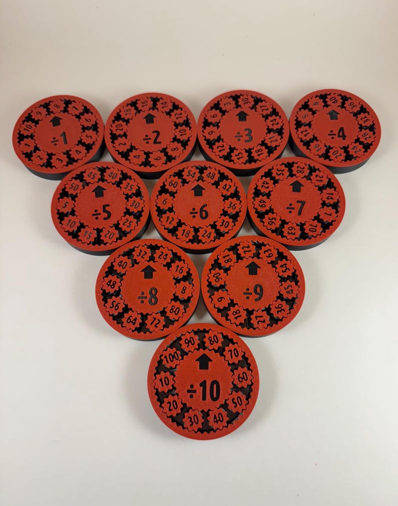 Math Fact Spinner Set 3D Printed | Multiplication & Division Learning ...