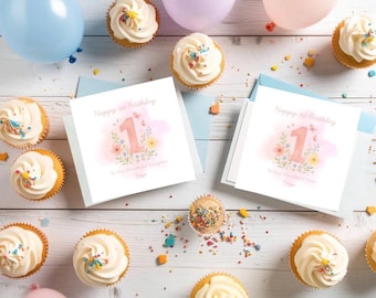 Personalised 1st Birthday Card, Pink Florals