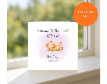 Personalised Welcome to the World New Baby Card, Newborn Keepsake