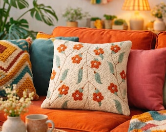 Muurkunst terracotta bloemen, Scandinavische botanische print (digitale download)