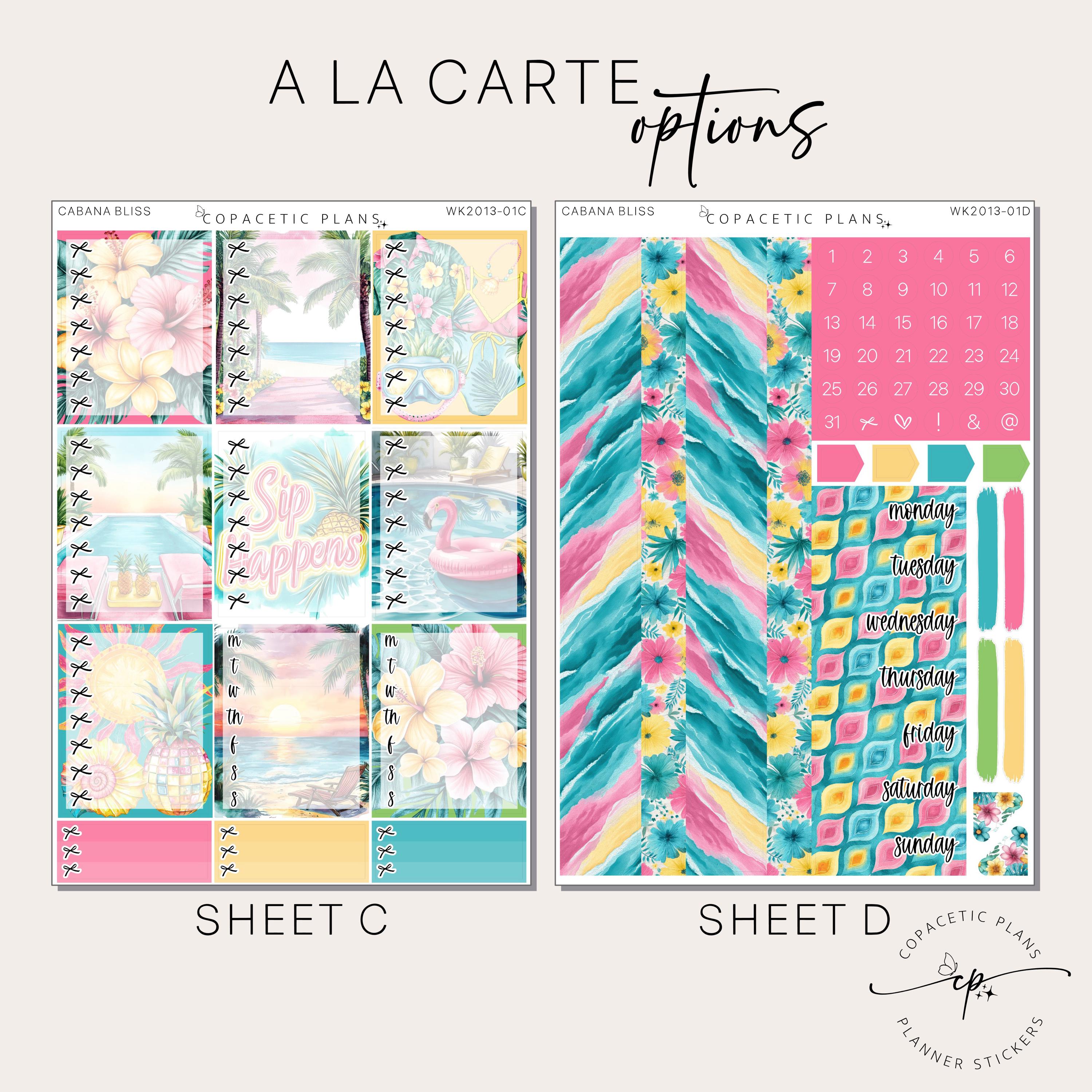 Cabana Bliss - Vertical / A5 Wide Weekly Sticker Kit - Foil / Non-foil ...