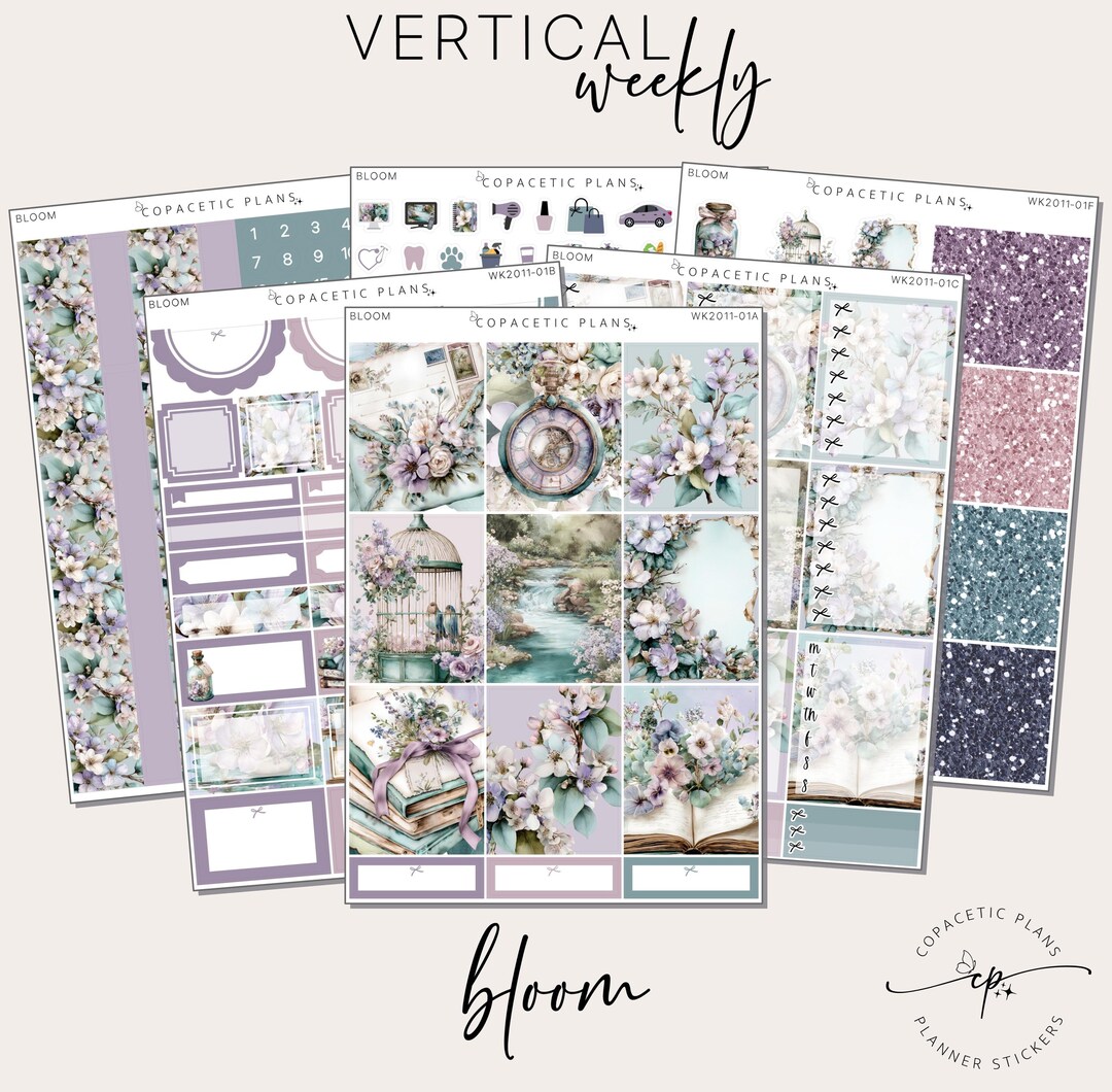 Bloom - Vertical / A5 Wide Weekly Sticker Kit - Foil / Non-foil - Etsy