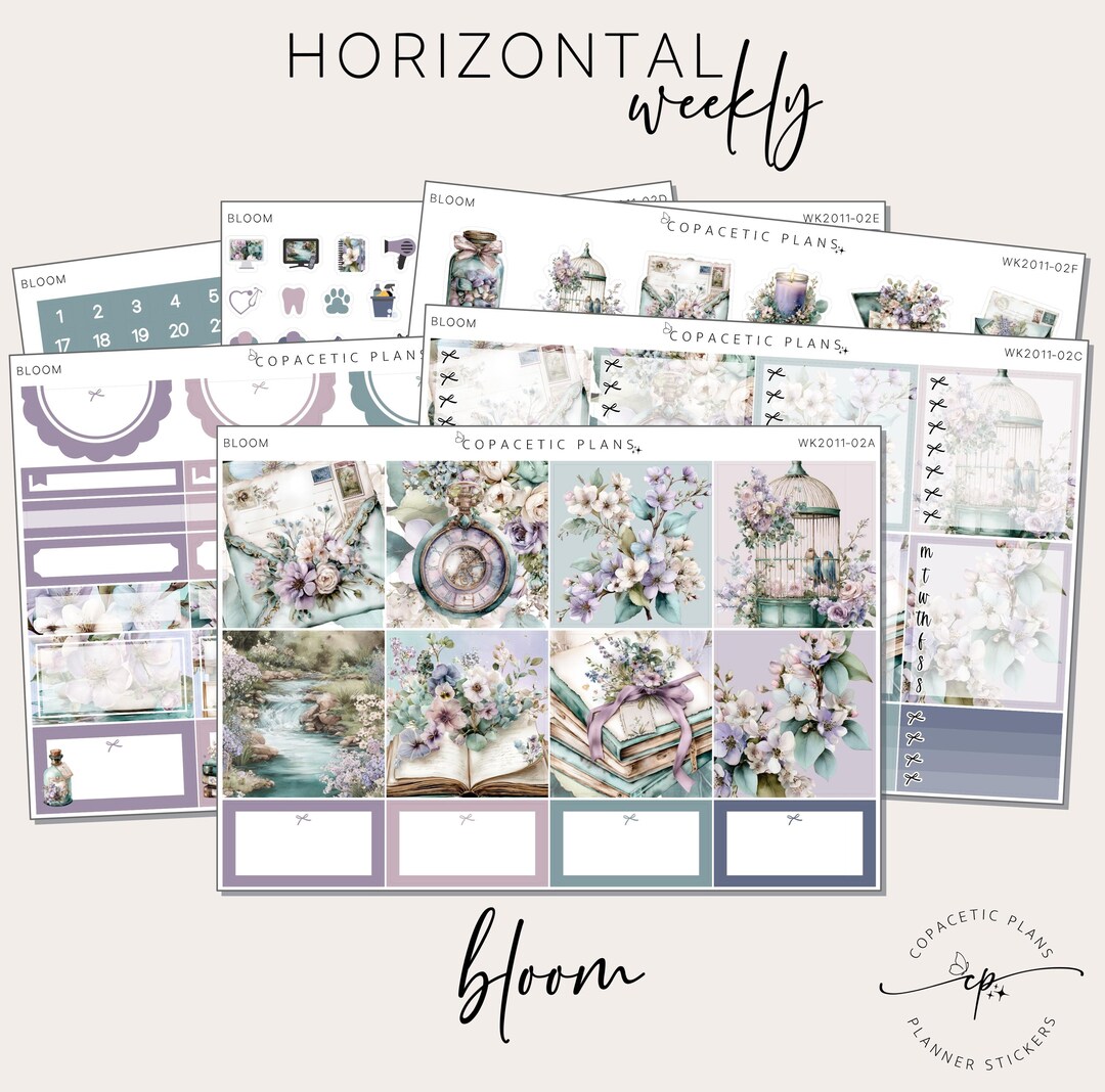 Bloom - Horizontal Weekly Sticker Kit - Foil / Non-foil - Etsy