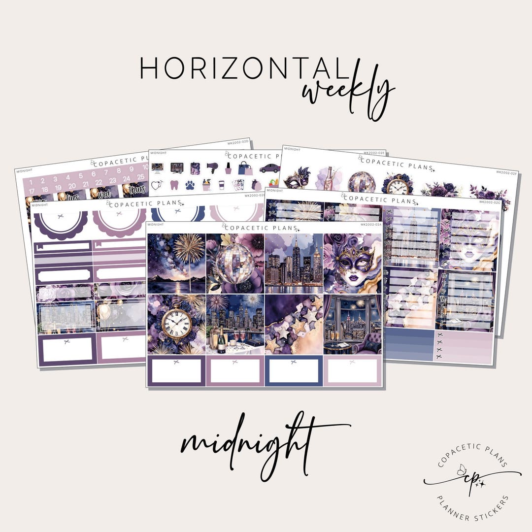 Midnight - Horizontal Weekly Sticker Kit - Foil / Non-foil - Etsy
