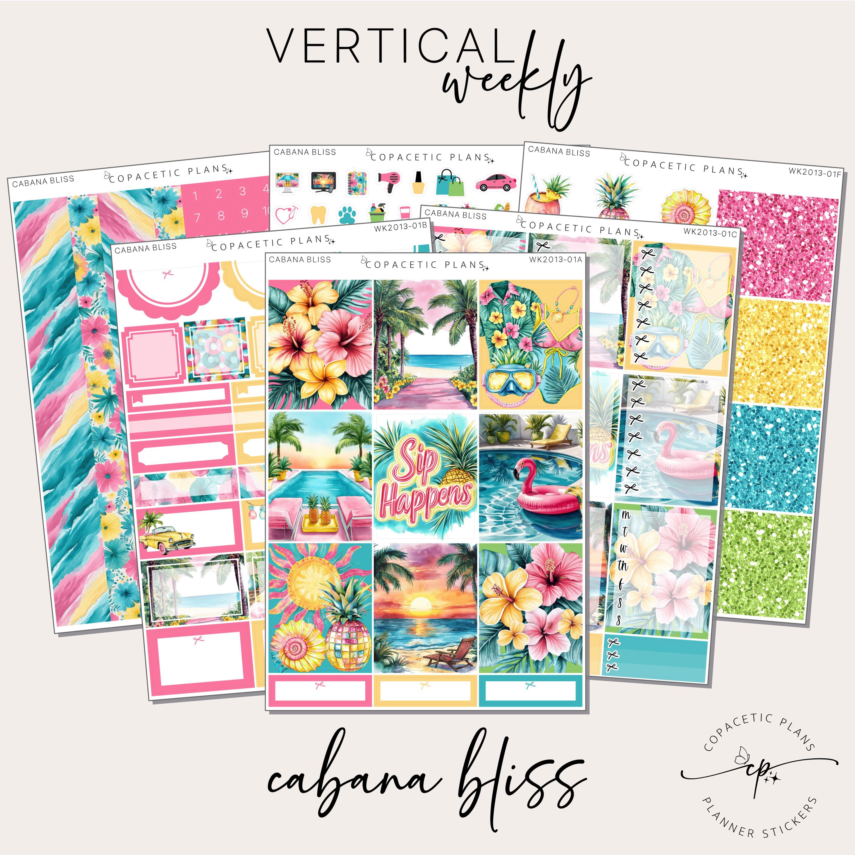 Cabana Bliss - Vertical / A5 Wide Weekly Sticker Kit - Foil / Non-foil ...