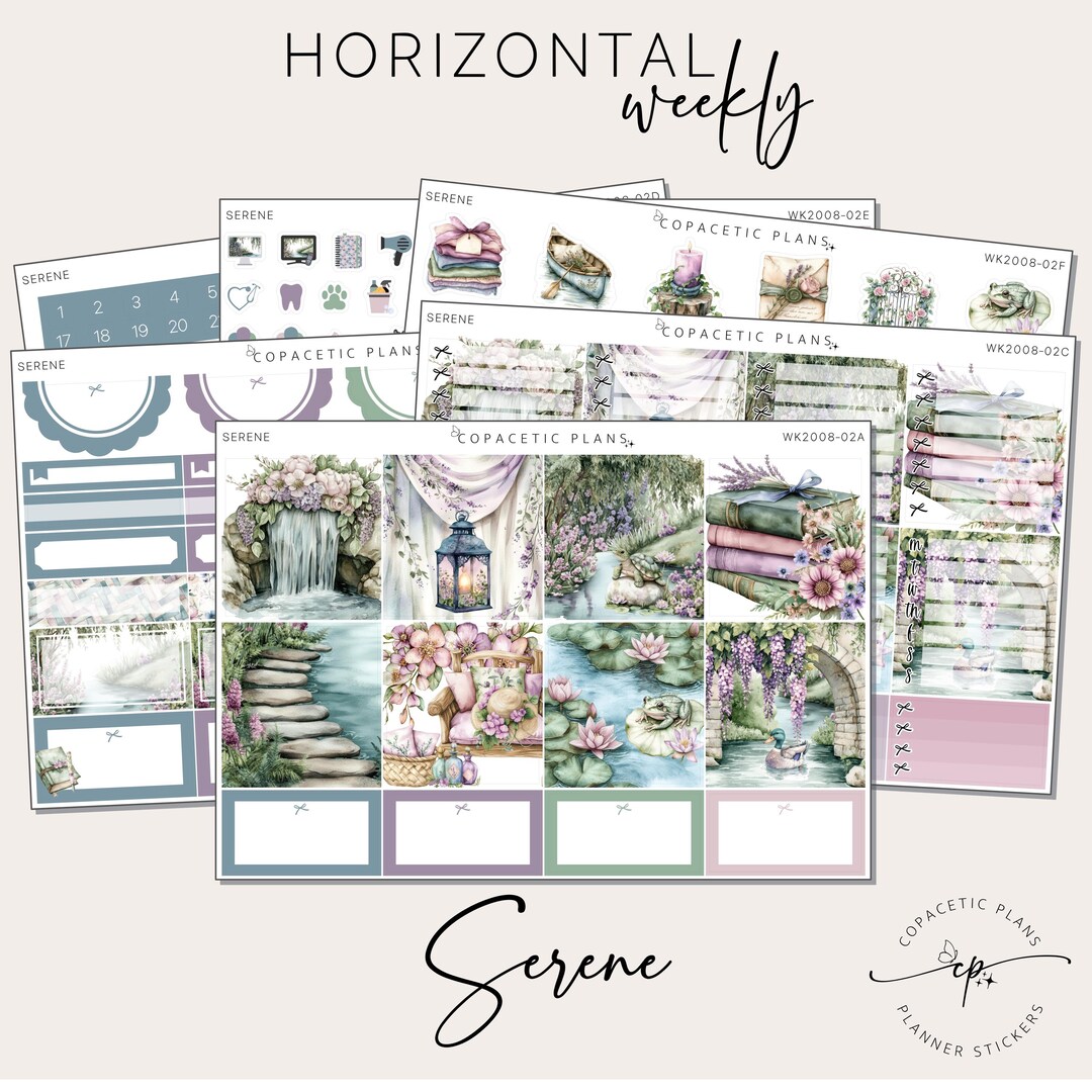 Serene - Horizontal Weekly Sticker Kit - Foil / Non-foil - Etsy
