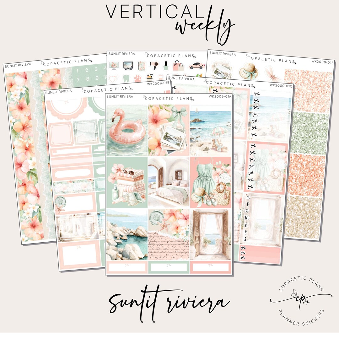 Sunlit Riviera - Vertical / A5 Wide Weekly Sticker Kit - Foil / Non ...