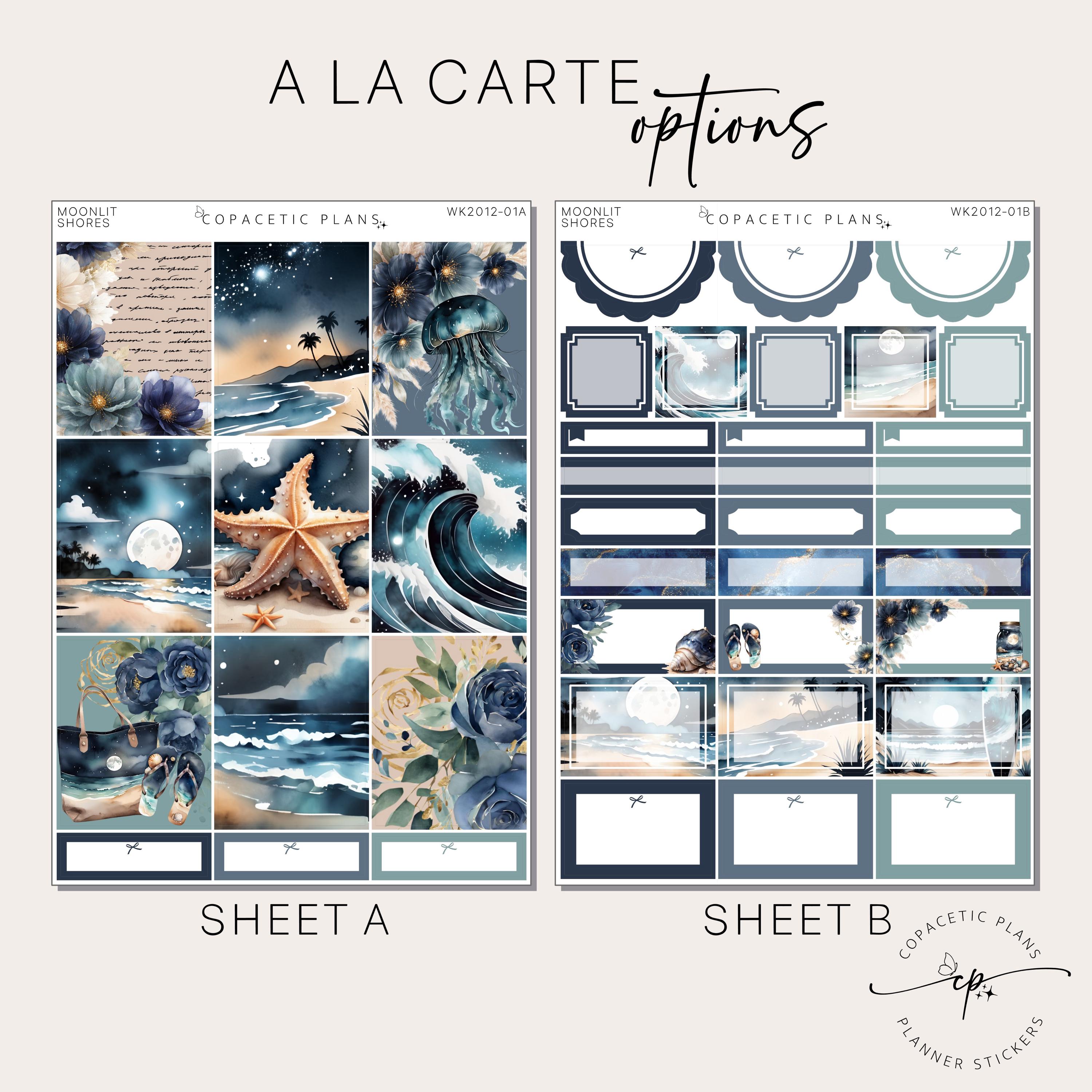 Moonlit Shores - Vertical / A5 Wide Weekly Sticker Kit - Foil / Non ...