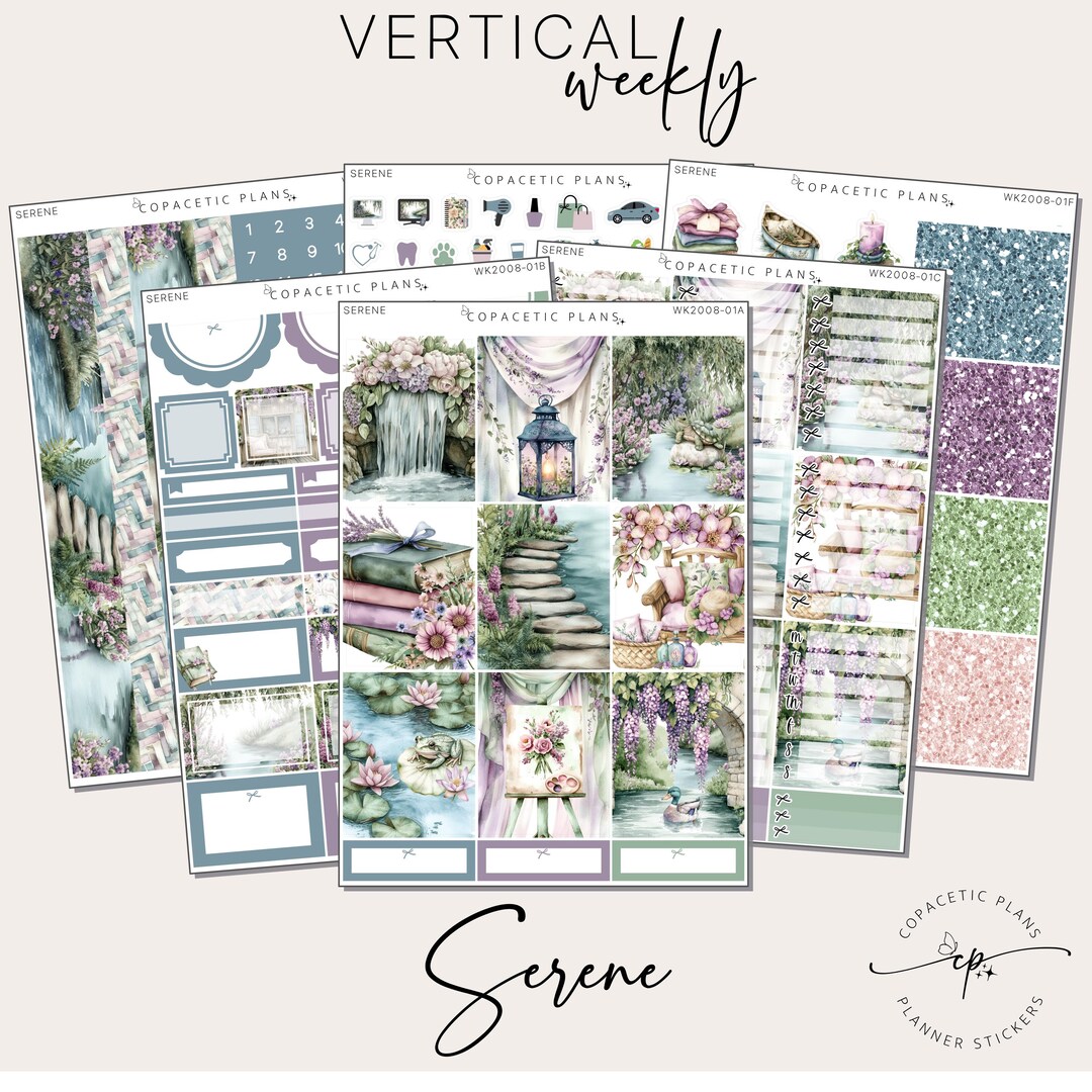 Serene - Vertical / A5 Wide Weekly Sticker Kit - Foil / Non-foil - Etsy