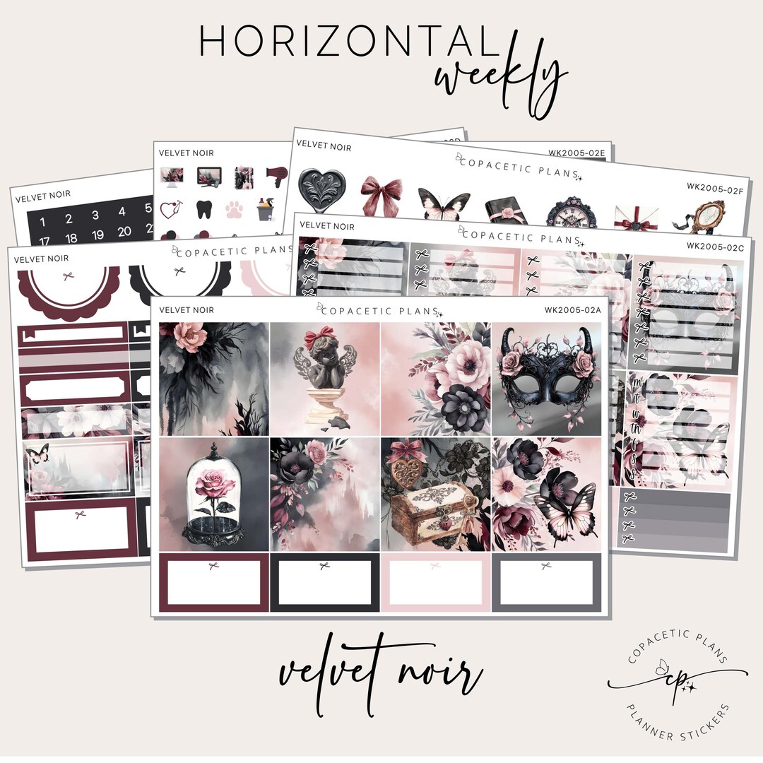 Velvet Noir - Horizontal Weekly Sticker Kit - Foil / Non-foil - Etsy
