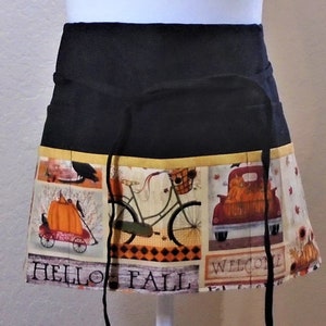Fall Scenery Half Apron: Teacher, Vendor, Server Apron with 6 Pockets