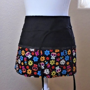 Coco and Friends Halloween Apron: Black Half Apron with 6 Pockets