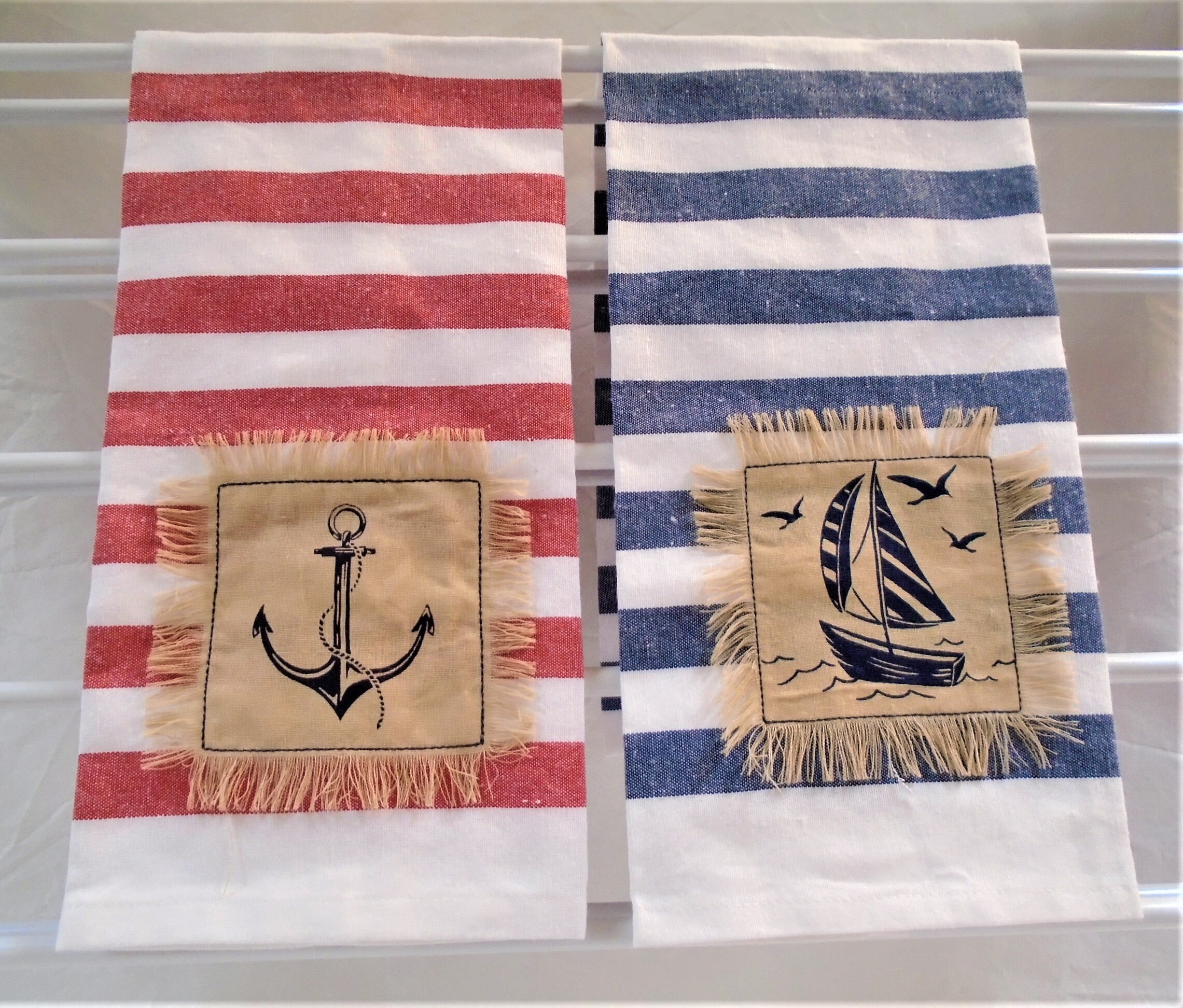 Kitchen Towels By Organic Saturation Navy Blue Love Anchor Nautical