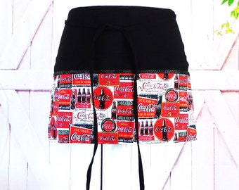 Vintage Look Coca-Cola  Half Apron - Multi-Pocketed Vendor/Server/Waitress/Utility/Teacher Apron